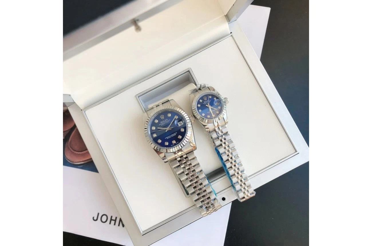 Datejust Edelstahl/Edelstahl Jubilee Blau/Zifferblatt Schrägansicht