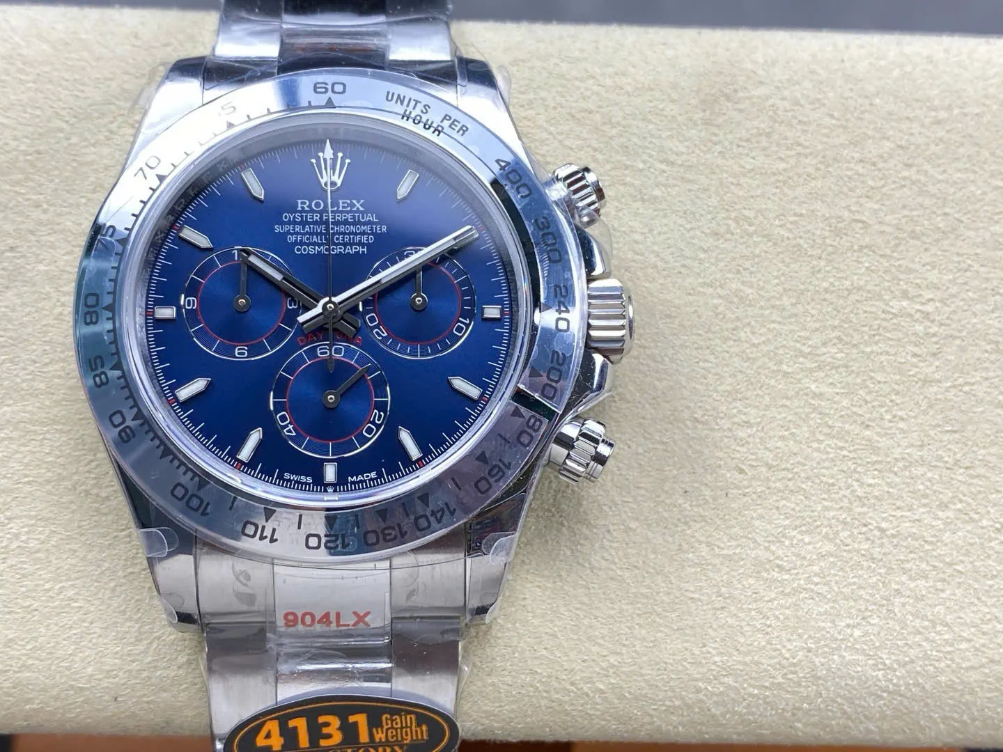 Superclone Daytona 126509 leuchtendblaues Zifferblatt Perspektivansicht