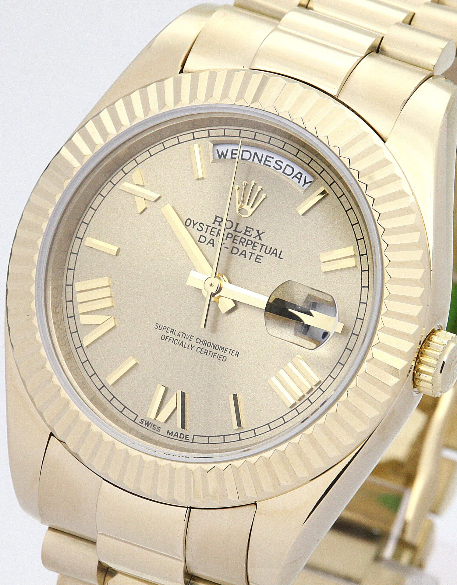 Day-Date II goldfarbenes Zifferblatt 218238 Schrägansicht