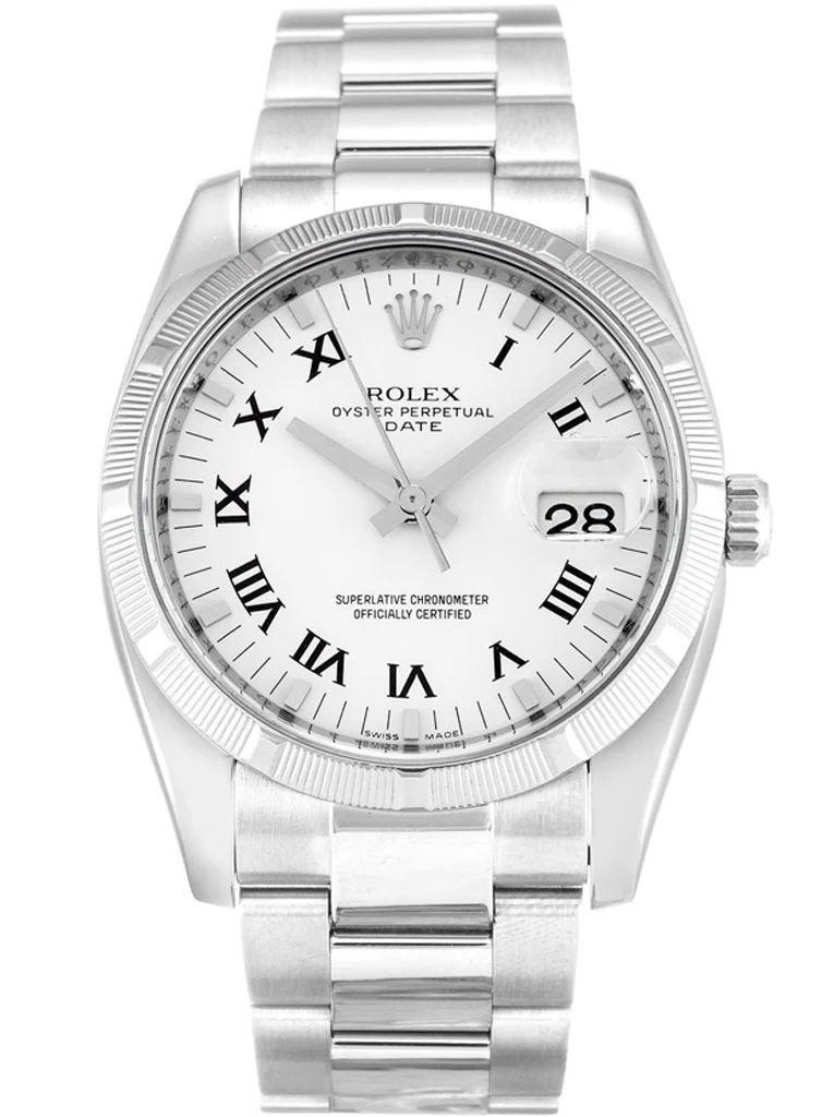 Oyster Perpetual Date weißes Zifferblatt 115210