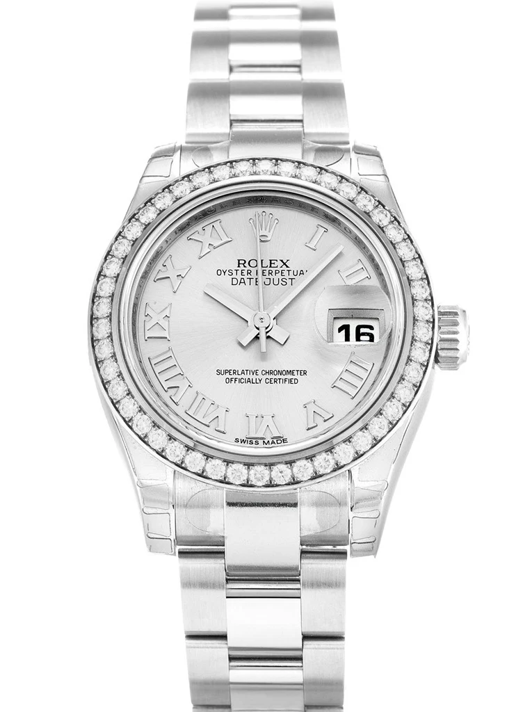 Lady-Datejust silberfarbenes Zifferblatt 179384