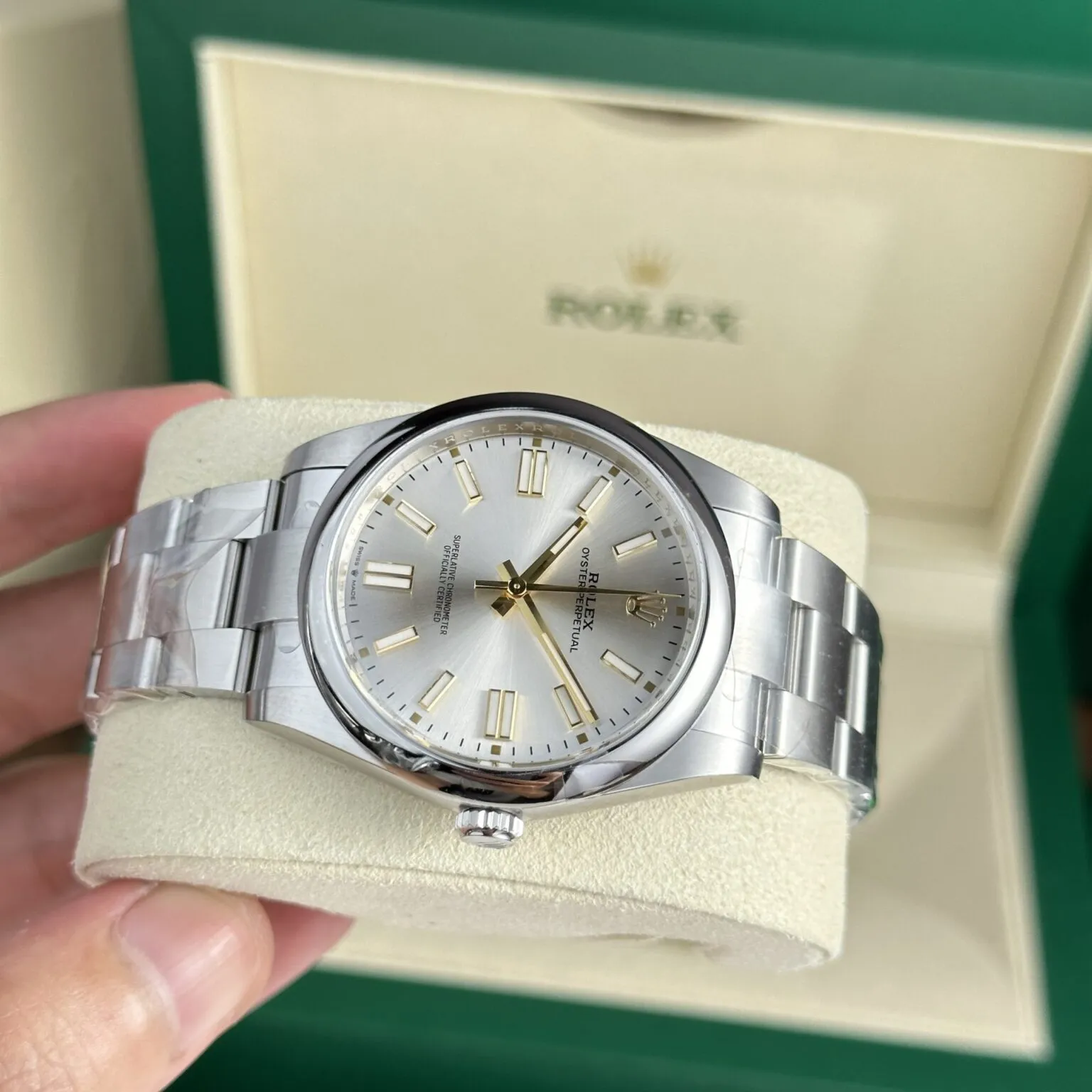 Oyster Perpetual silberfarbenes Zifferblatt Oyster Armband