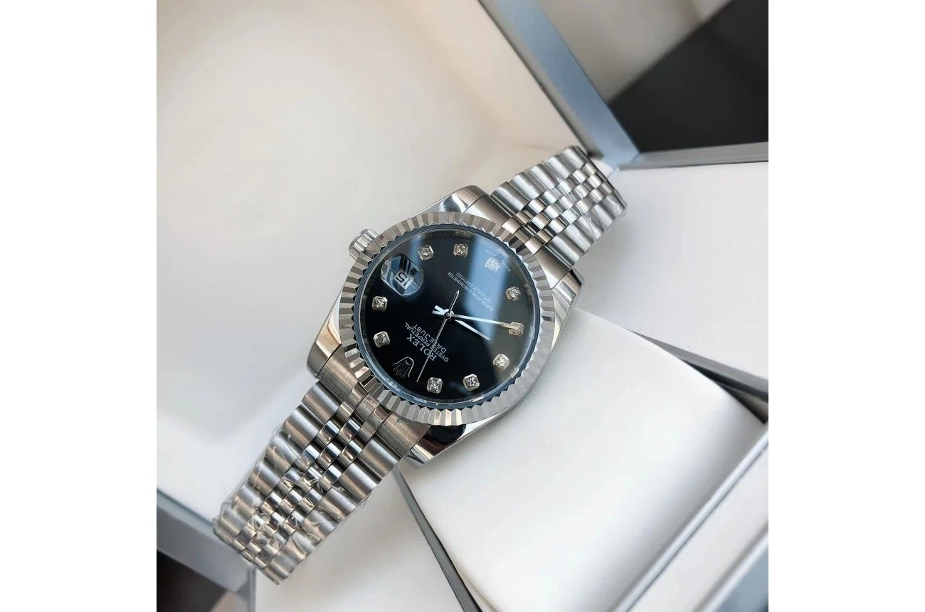 Datejust Edelstahl/Edelstahl Jubilee Schwarz/Zifferblatt Profilansicht