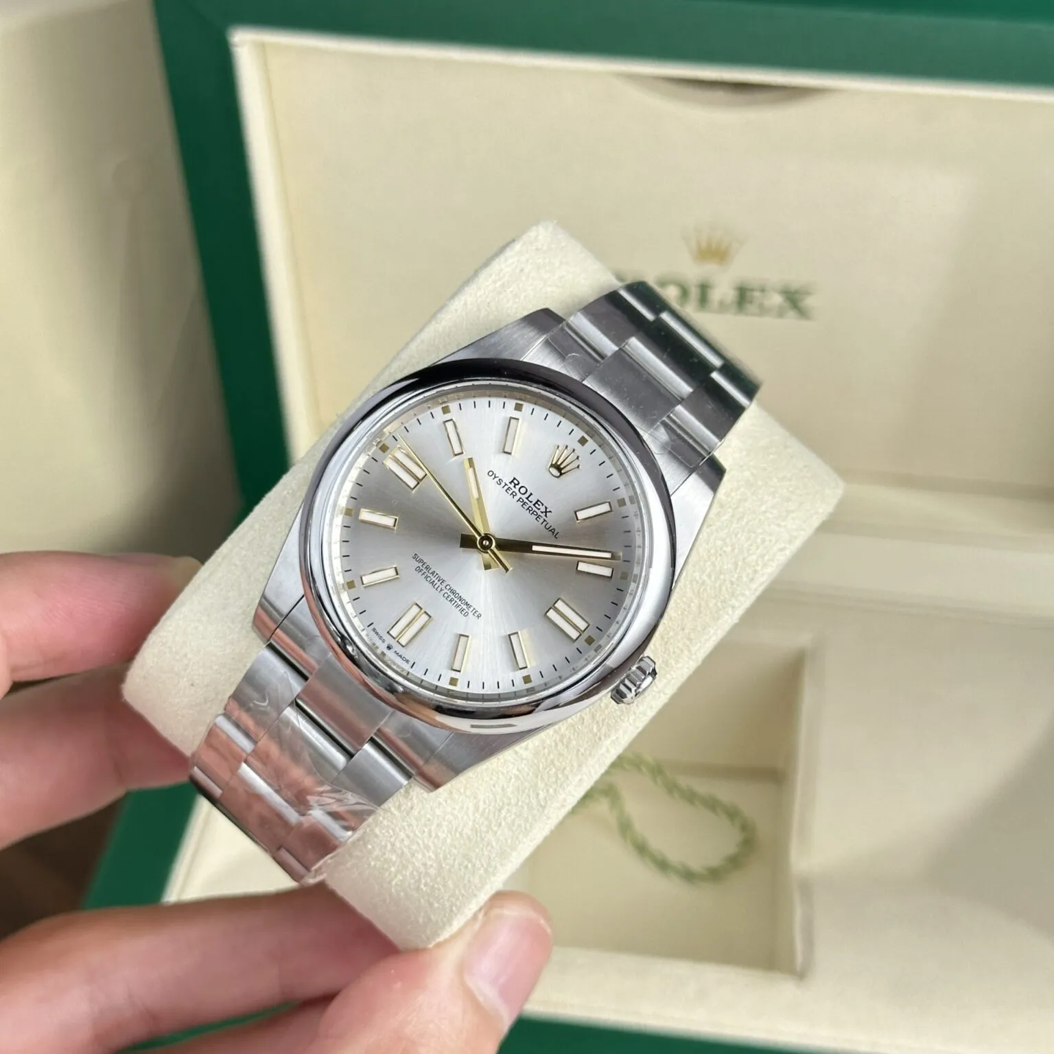 Oyster Perpetual silberfarbenes Zifferblatt Oyster Armband