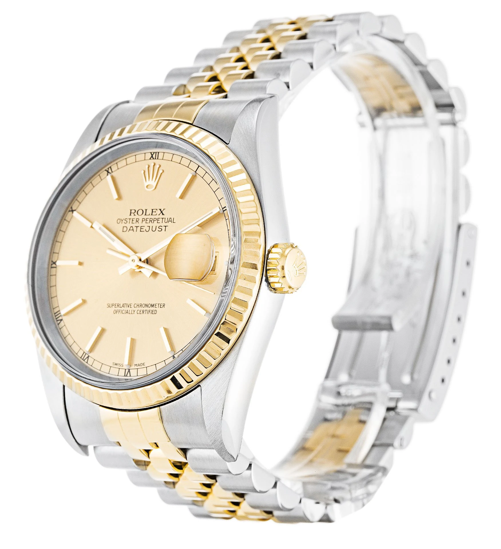 Datejust champagnerfarbenes Zifferblatt 16233 Perspektivansicht