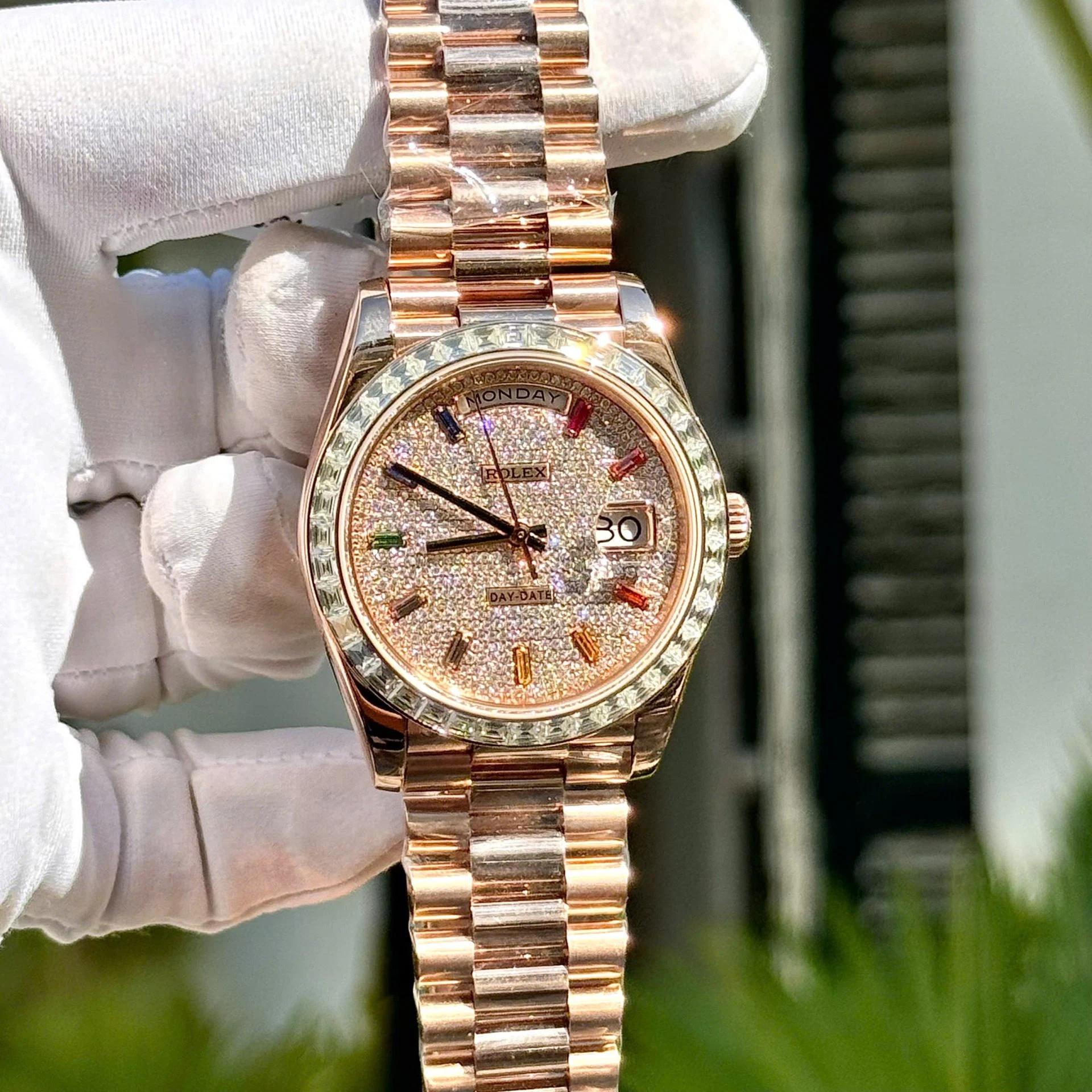 Rolex Day-Date mit Diamantbesatz-Pavé Zifferblatt 128395tbr-0008 36 mm – Superclone – Bild 3