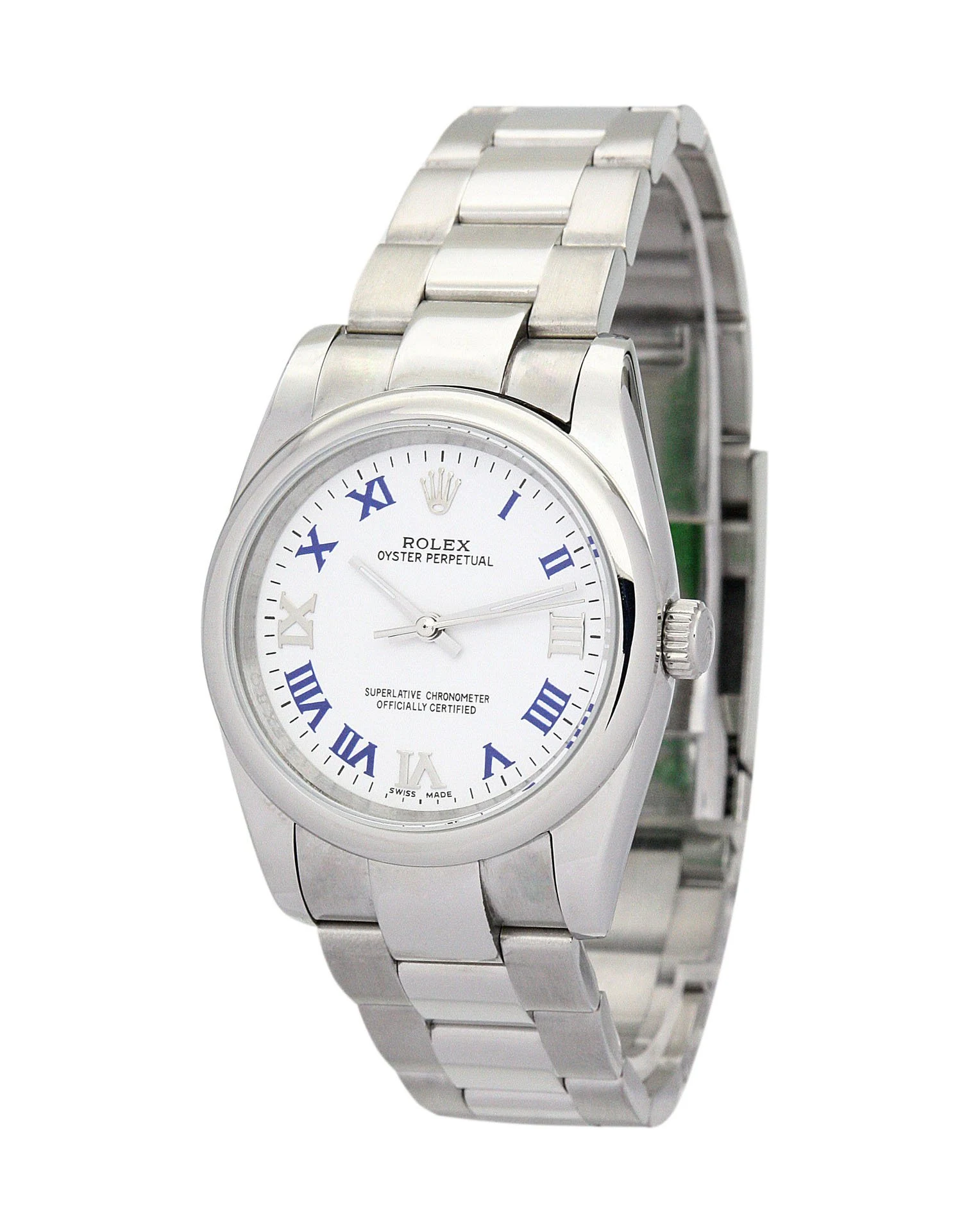 Oyster Perpetual Lady weißes Zifferblatt 177200 Perspektivansicht