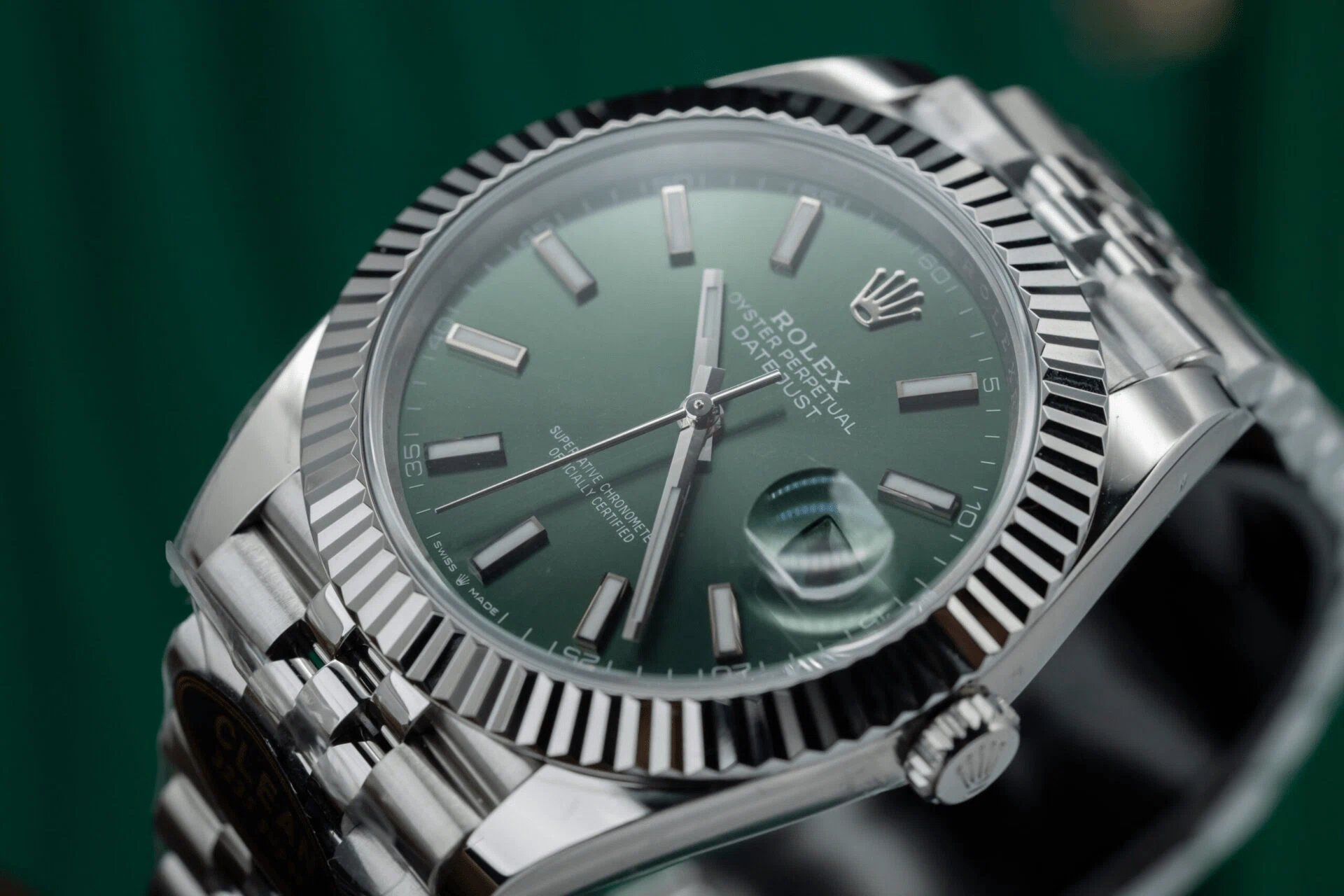Datejust mintgrünes Zifferblatt Geriffelt Lünette Jubilee Armband
