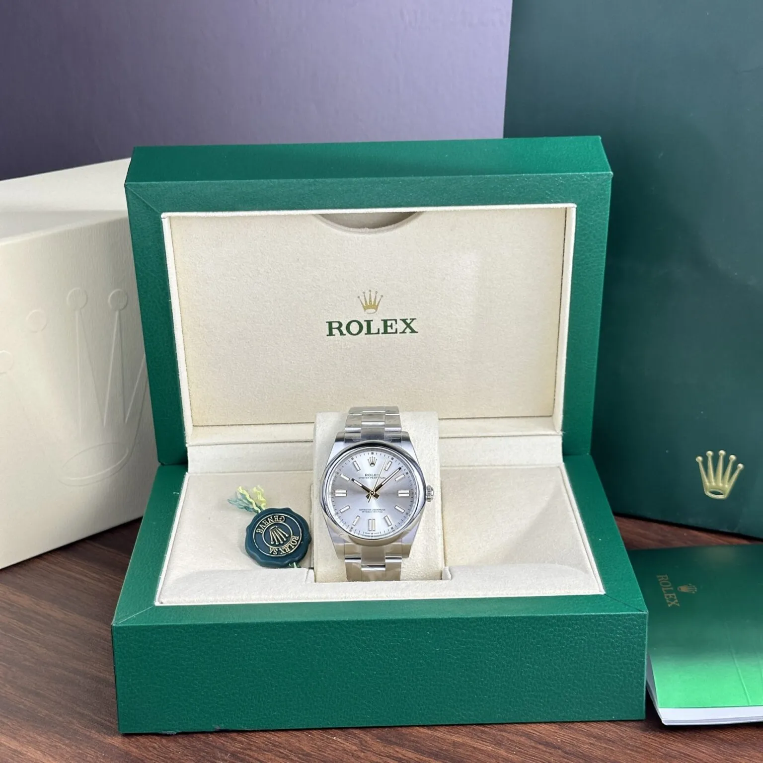 Oyster Perpetual silberfarbenes Zifferblatt Oyster Armband
