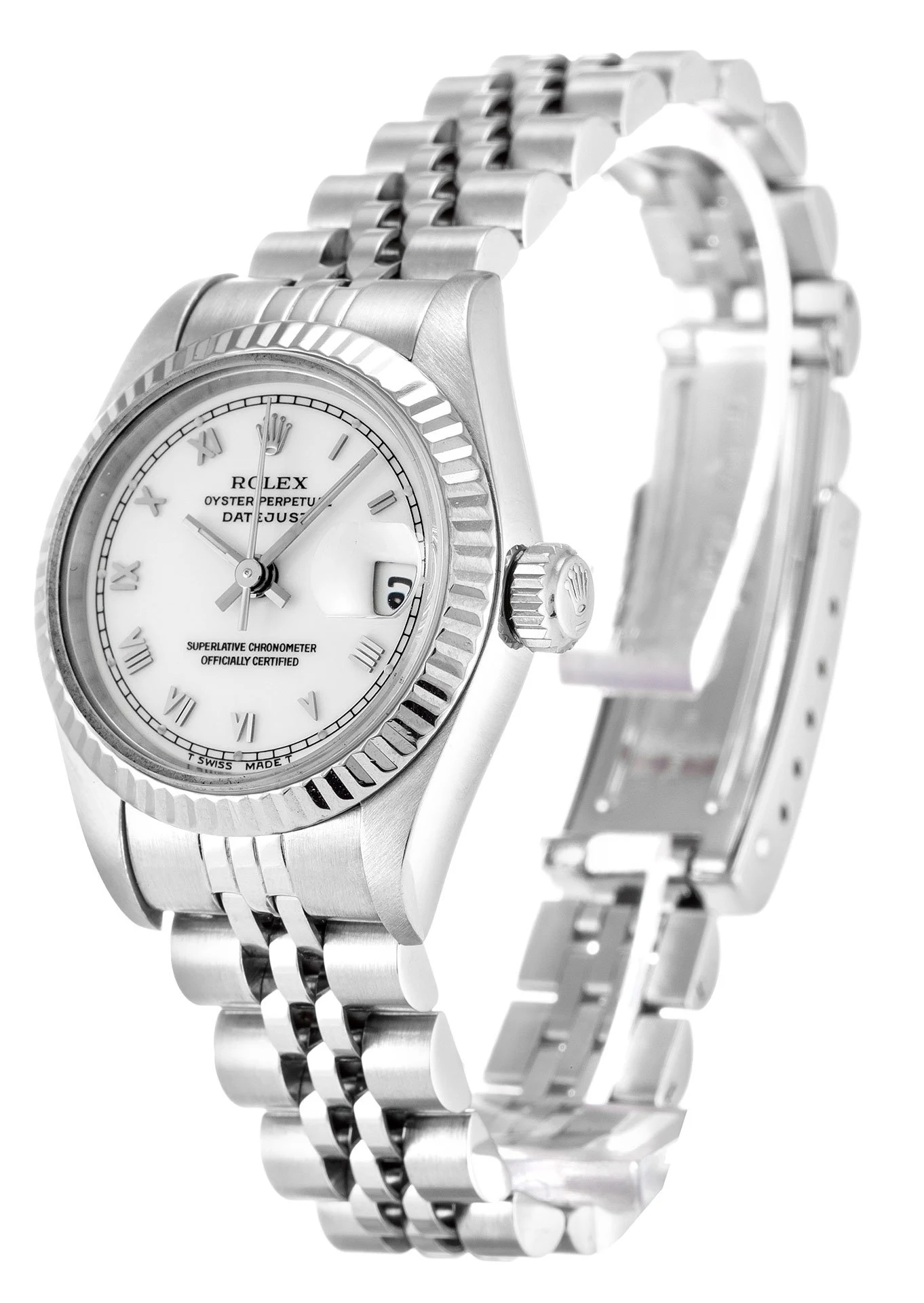 Lady-Datejust weißes Zifferblatt 69174 Perspektivansicht