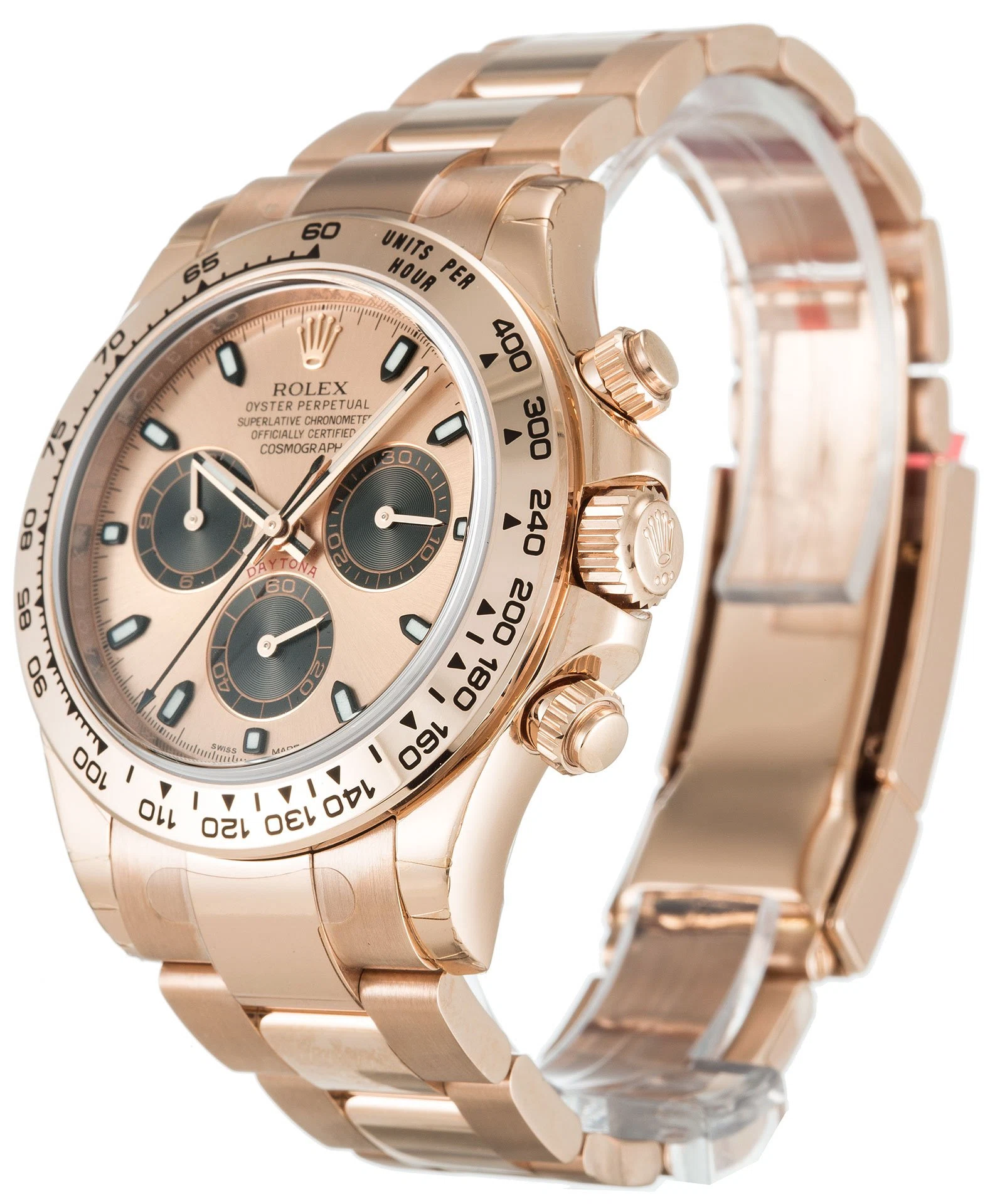 Daytona roséfarbenes Zifferblatt 116505 Perspektivansicht
