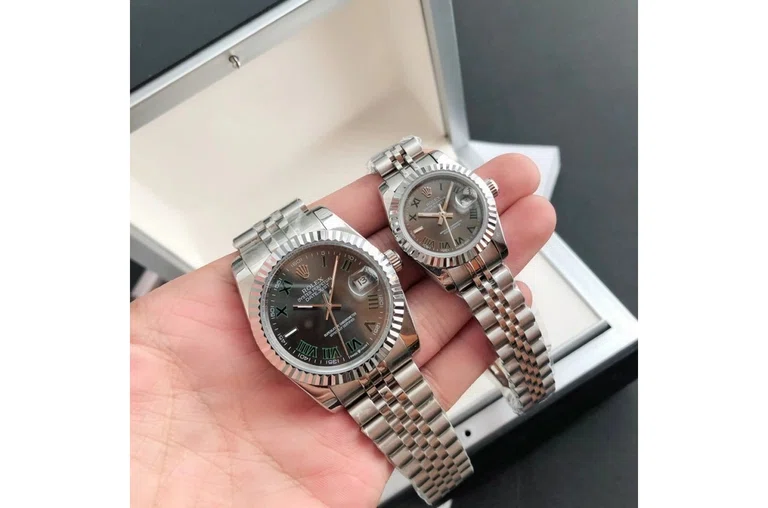 Datejust Edelstahl/Edelstahl Jubilee Grau/Römische Indizes