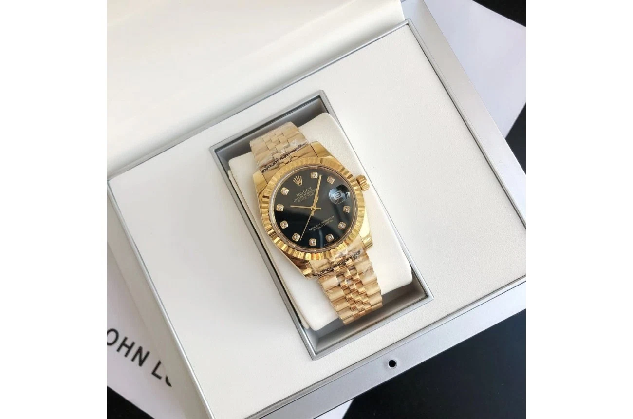 Datejust Roségold/Roségold Jubilee Schwarz/Zifferblatt Schrägansicht