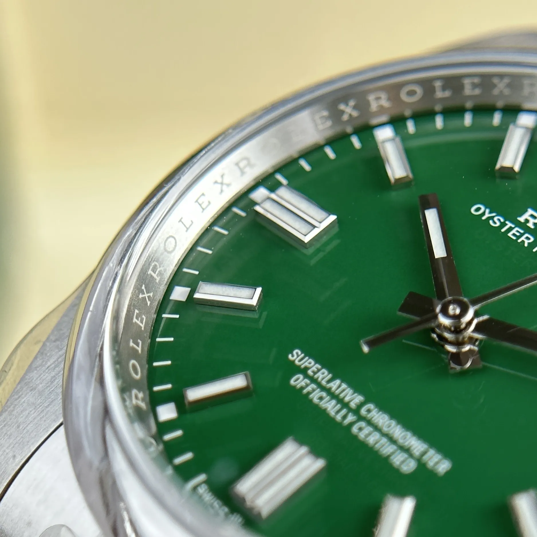 Oyster Perpetual grünes Zifferblatt Oyster Armband