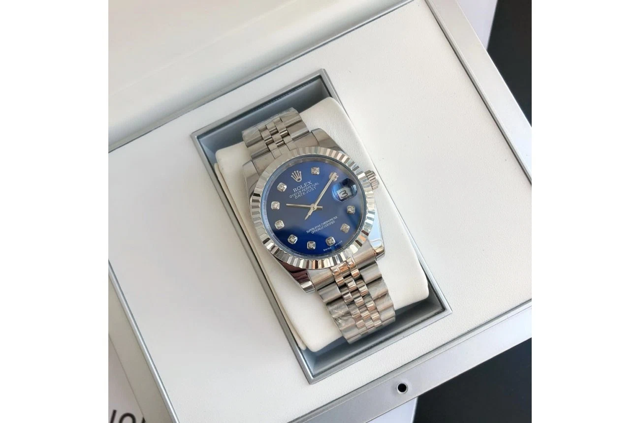 Datejust Edelstahl/Edelstahl Jubilee Blau/Zifferblatt Nahaufnahme