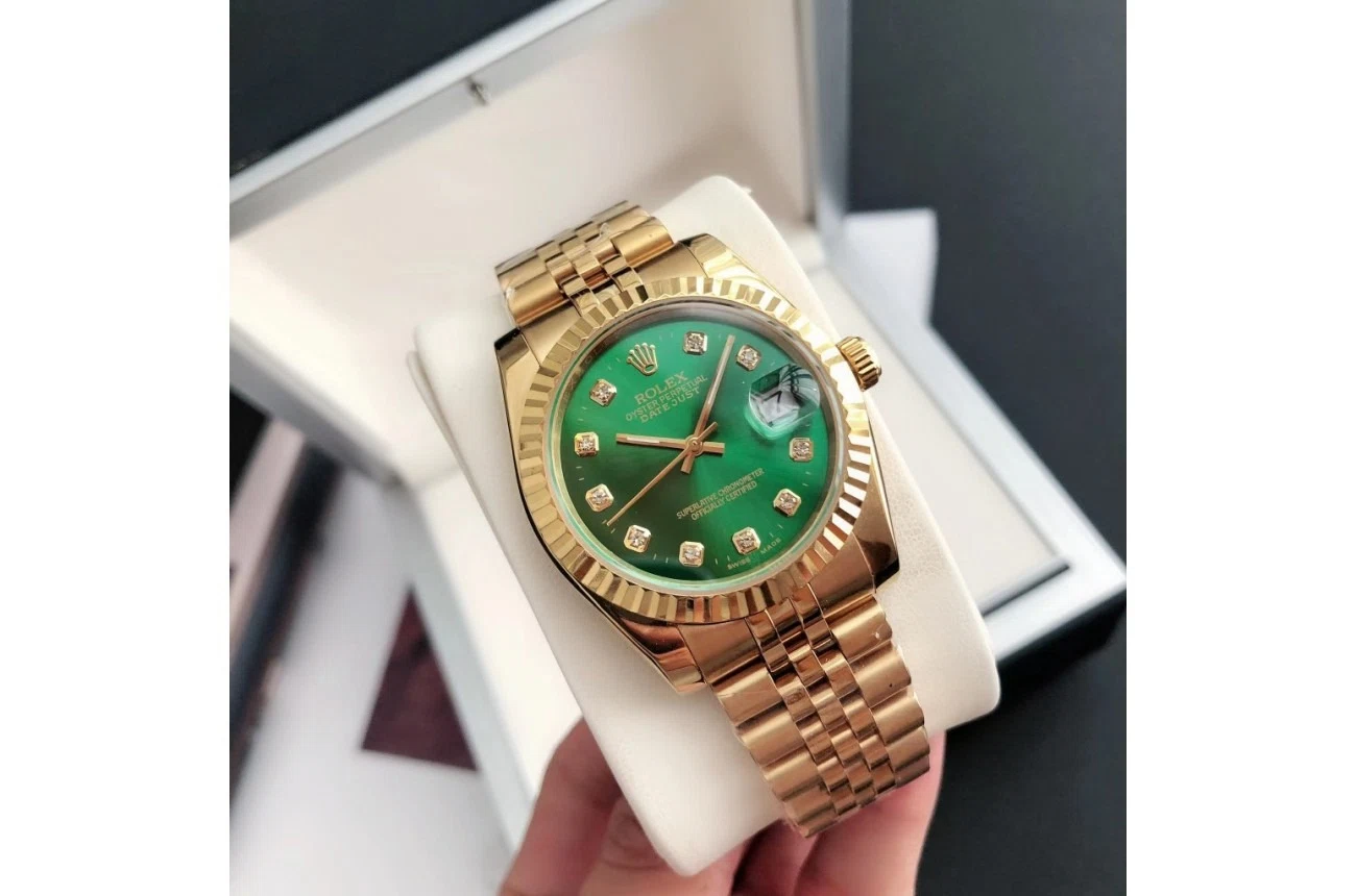 Datejust Roségold/Roségold Jubilee Grün/Zifferblatt Perspektivansicht