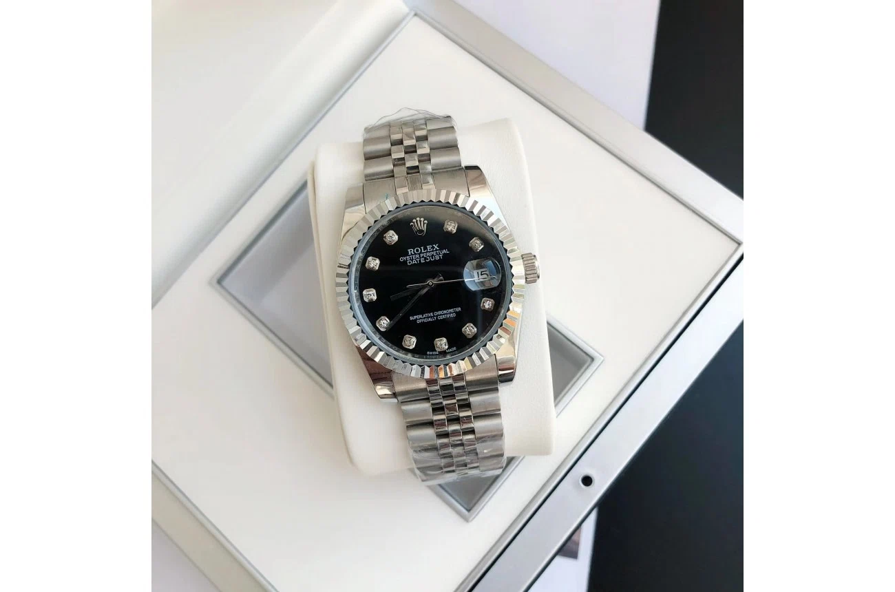 Datejust Edelstahl/Edelstahl Jubilee Schwarz/Zifferblatt Designdetail