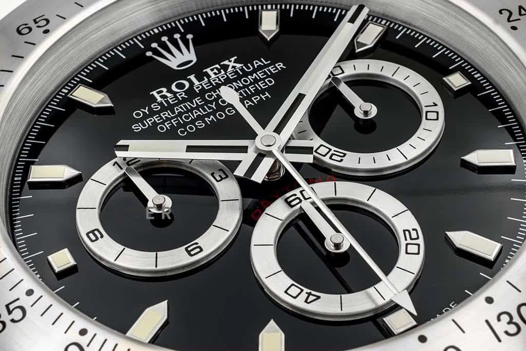 Wanduhr – DAYTONA Chronograph Schwarz Schrägansicht