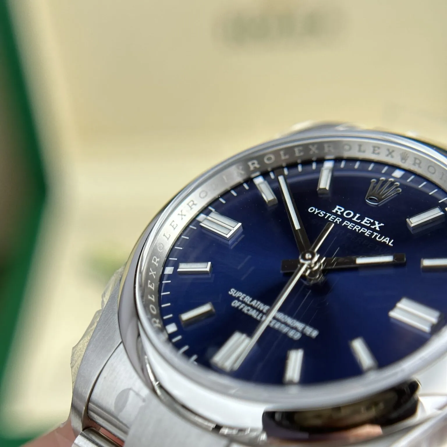 Oyster Perpetual blues Zifferblatt Oyster Armband