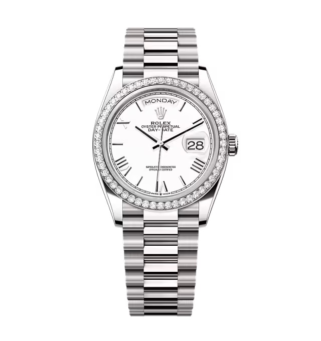 Rolex Day-Date weißes Zifferblatt 128349rbr-0043 36 mm – Superclone