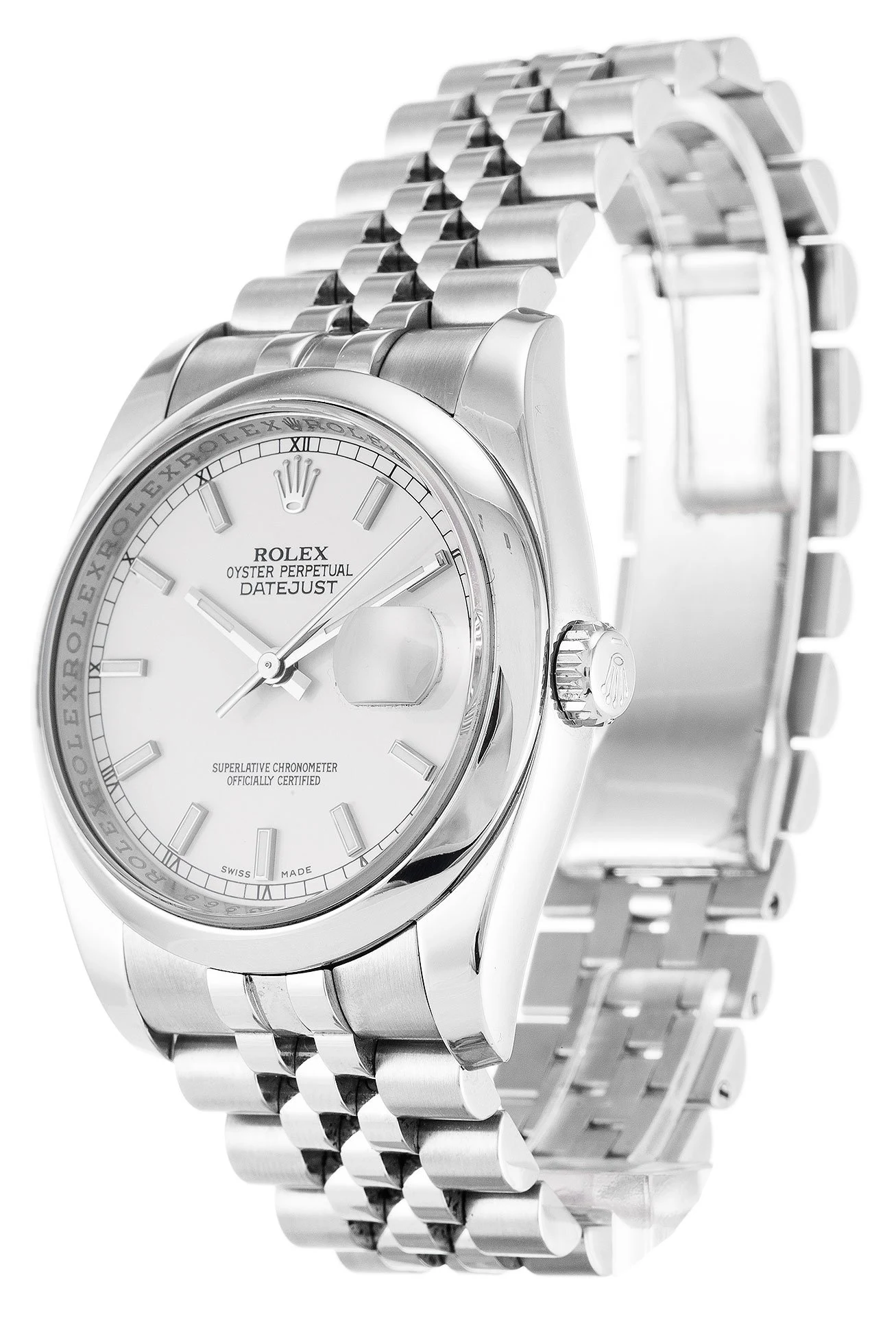 Datejust weißes Zifferblatt 116200 Perspektivansicht