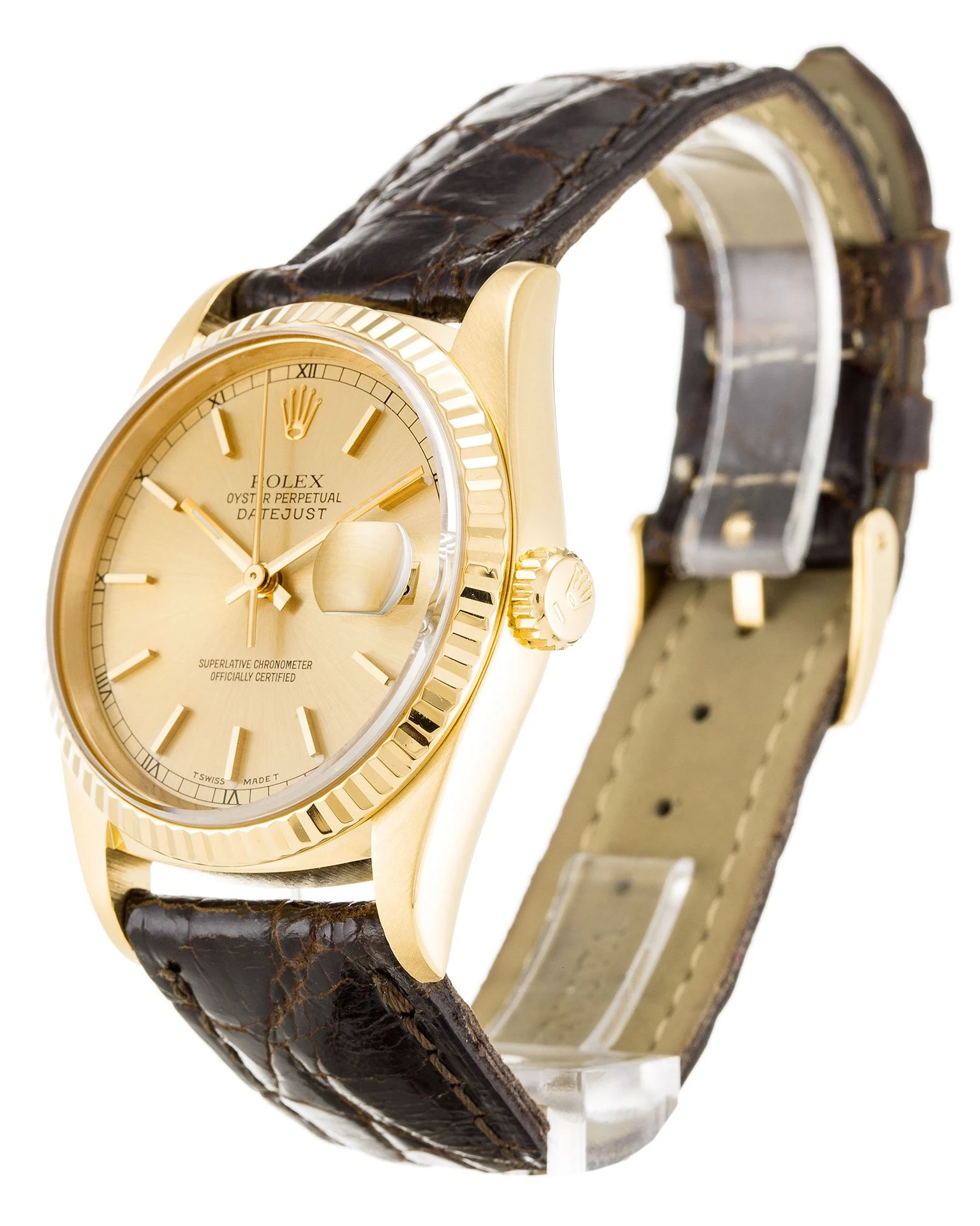 Datejust champagnerfarbenes Zifferblatt 16238 Perspektivansicht