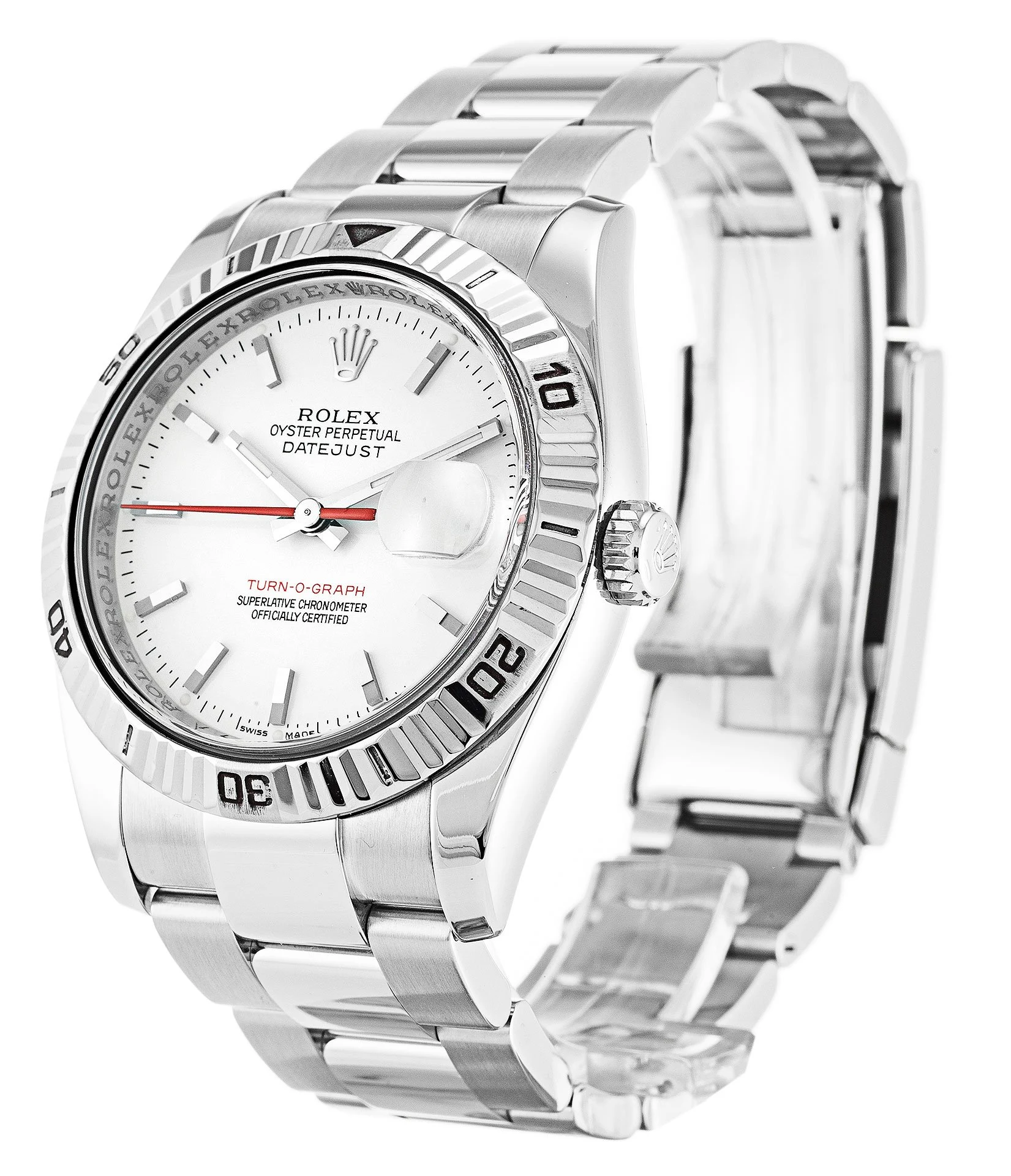 Datejust Turn-O-Graph weißes Zifferblatt 116264 Perspektivansicht