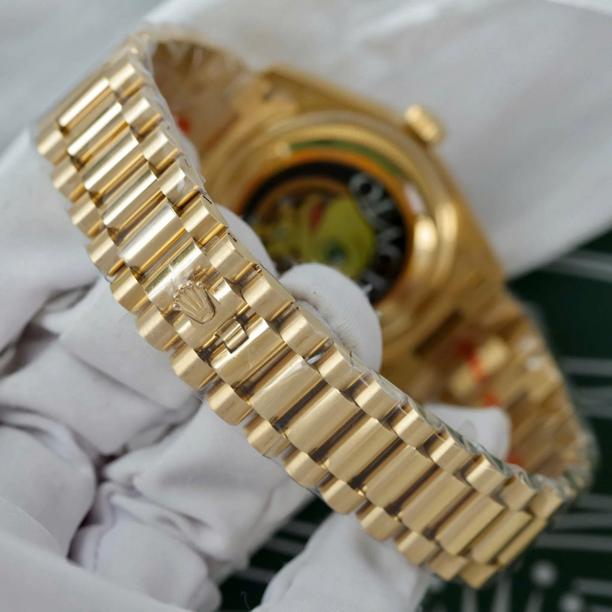 Day-Date champagnerfarbenes Zifferblatt Geriffelt Lünette Presidential Armband