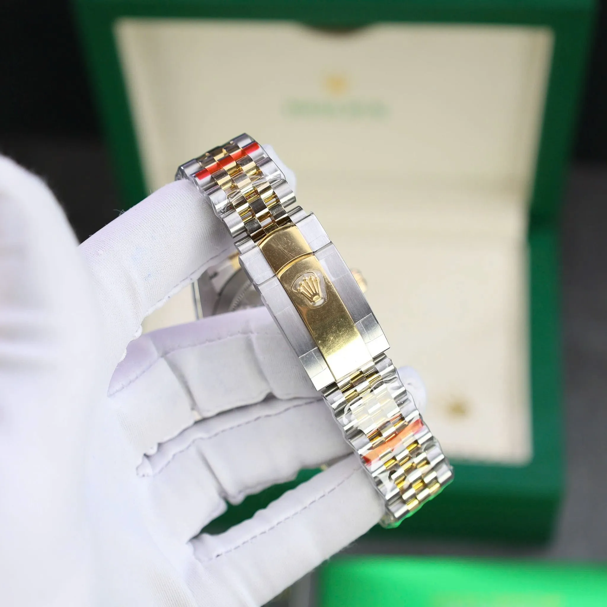 Datejust champagnerfarbenes Zifferblatt Geriffelt Lünette Jubilee Armband