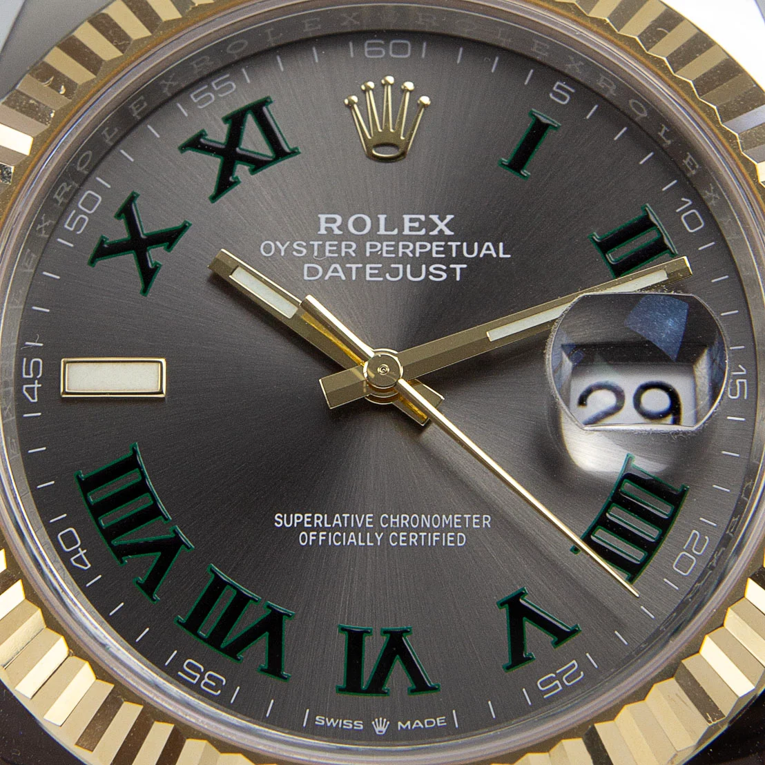 Datejust II rhodiumfarbenes Zifferblatt 126333 "Wimbledon" Bicolor Oyster Perspektivansicht