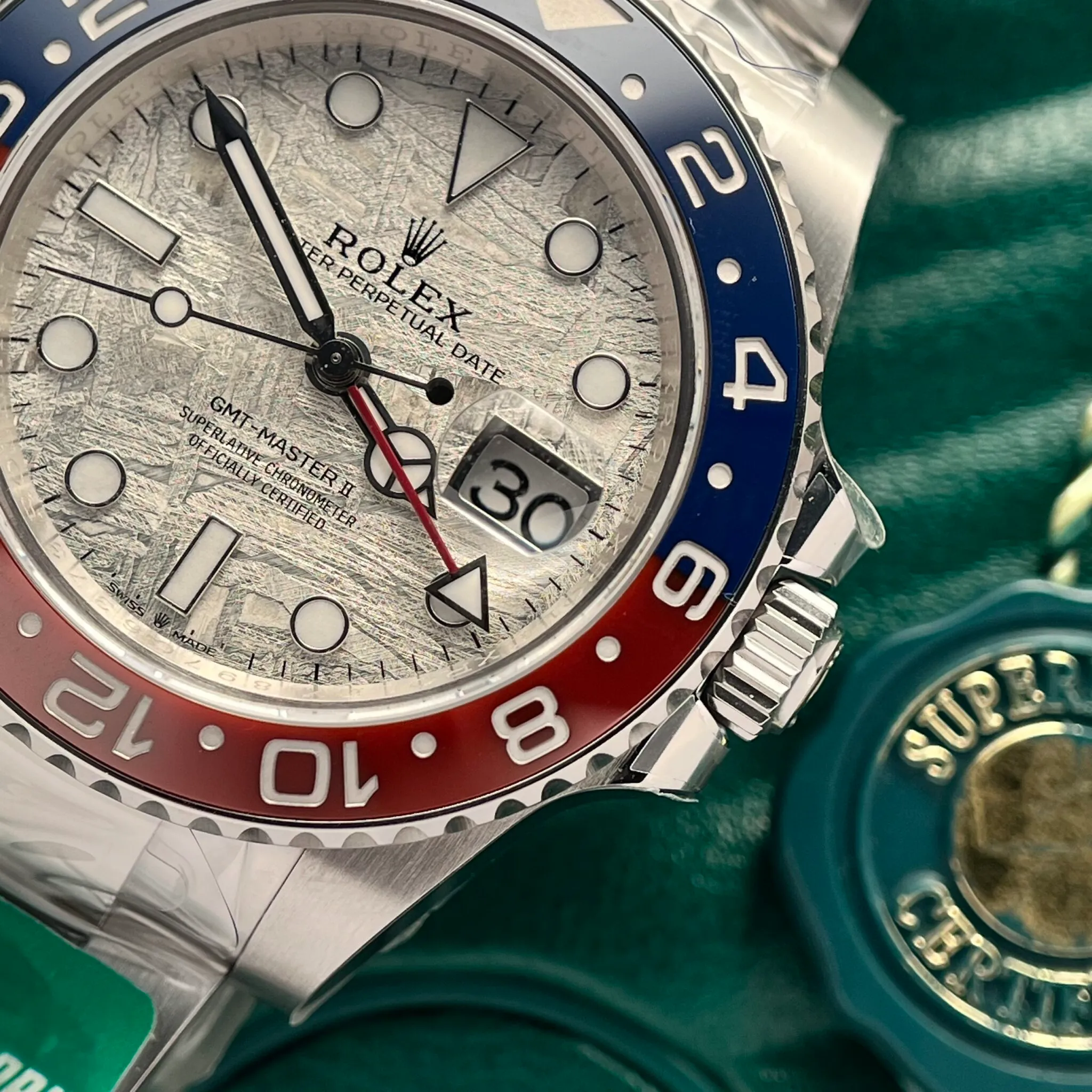 GMT Master II Superman Meteorit-Zifferblatt Blau Rot Lünette