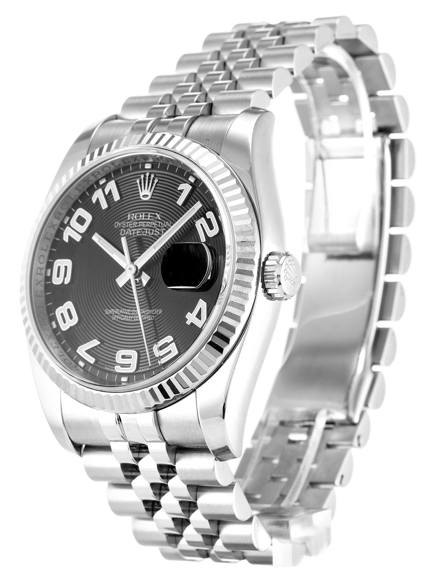 Datejust schwarzes Zifferblatt 116234 Perspektivansicht