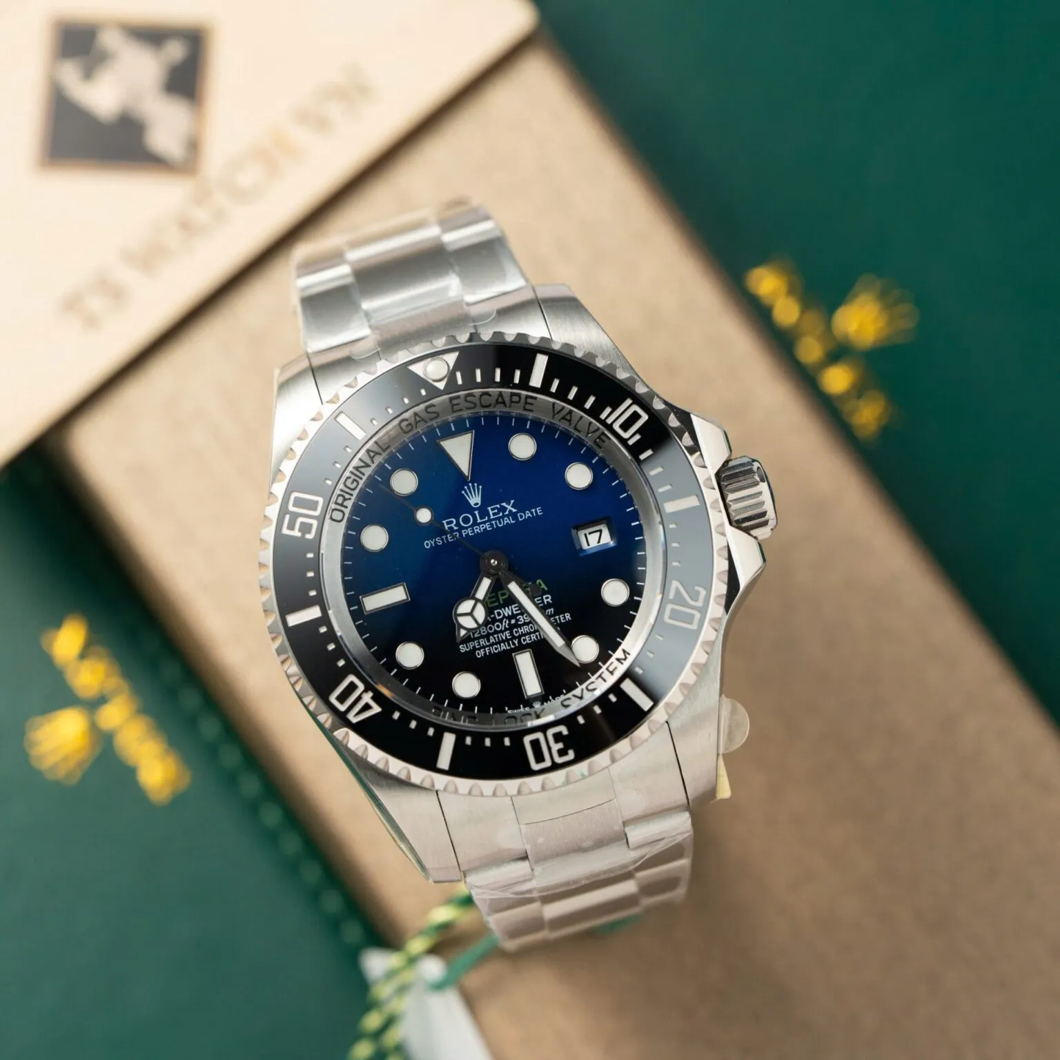 Deepsea Dark blaues Zifferblatt Schwarz Lünette Oyster Armband