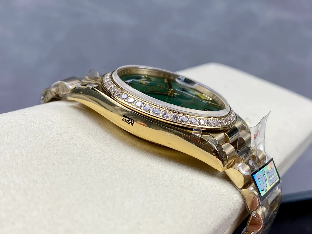 Day-Date Grün Ombre Zifferblatt mit Diamantbesatz Lünette Presidential Zifferblatt