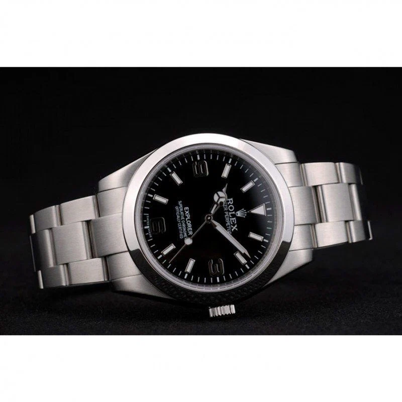 Superclone Explorer schwarzes Zifferblatt 42002 Nahaufnahme