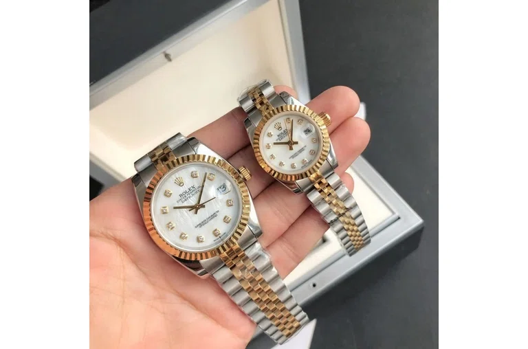 Datejust Roségold/Edelstahl Jubilee Weiß/Zifferblatt