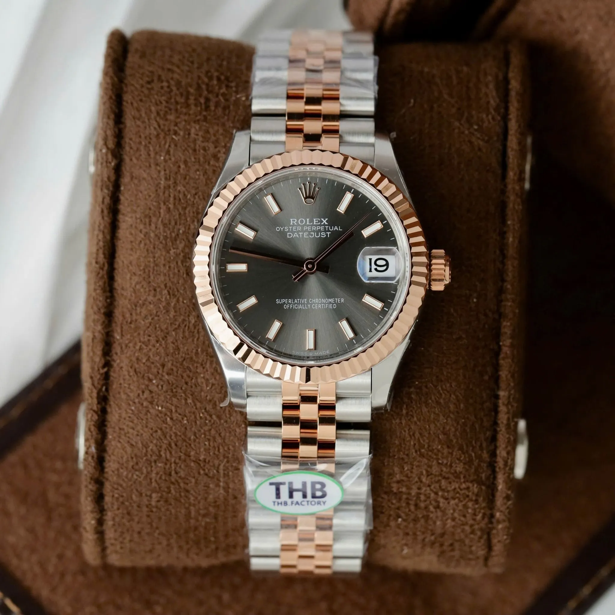 Datejust schiefergraues Zifferblatt Geriffelt Lünette Jubilee Armband