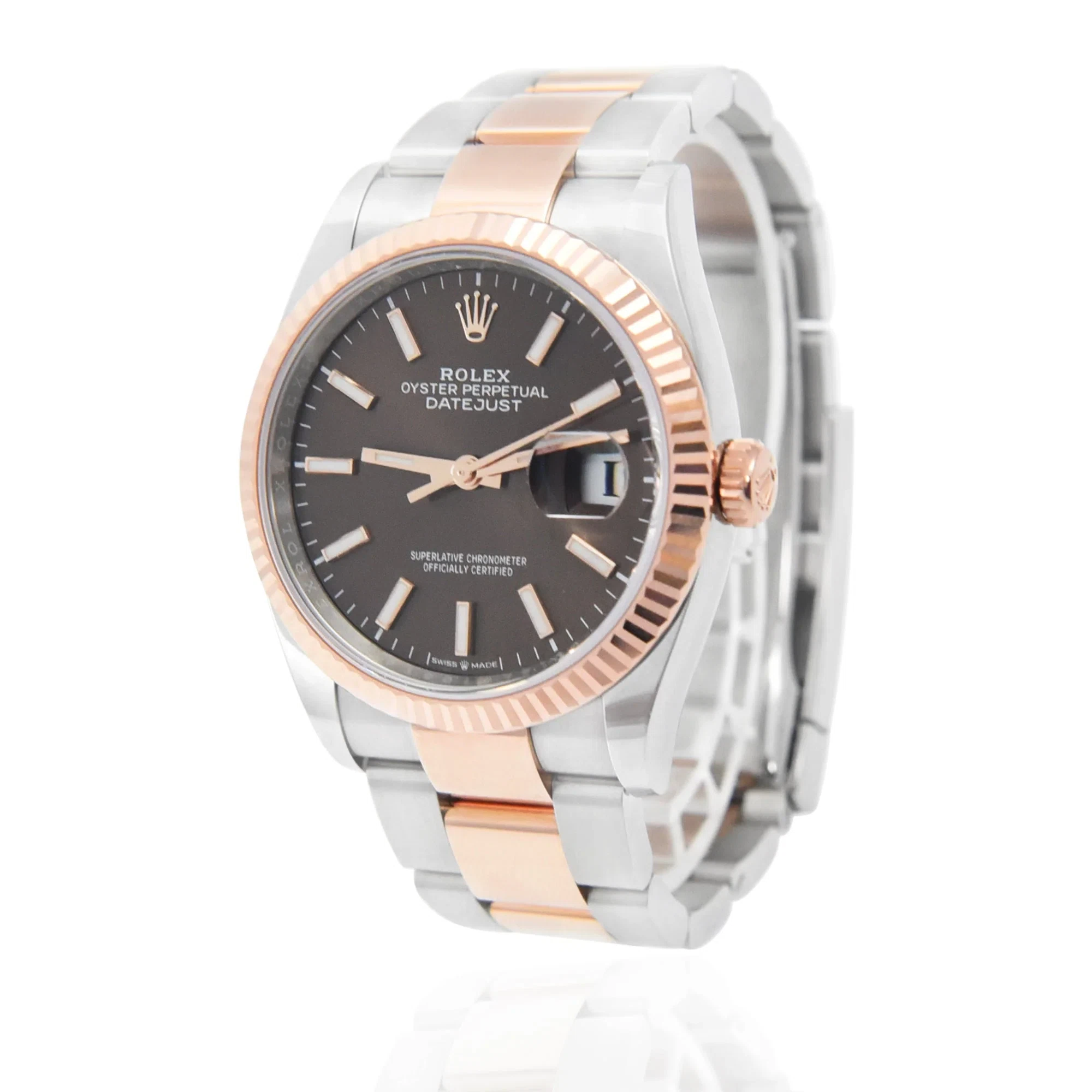 Superclone Datejust schokoladenbraunes Zifferblatt 126231 Oyster Perspektivansicht