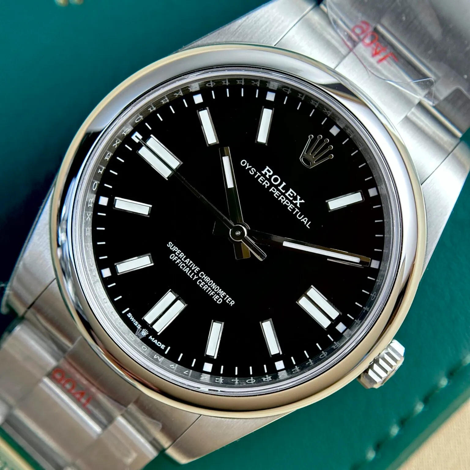 Oyster Perpetual schwarzes Zifferblatt Oyster Armband