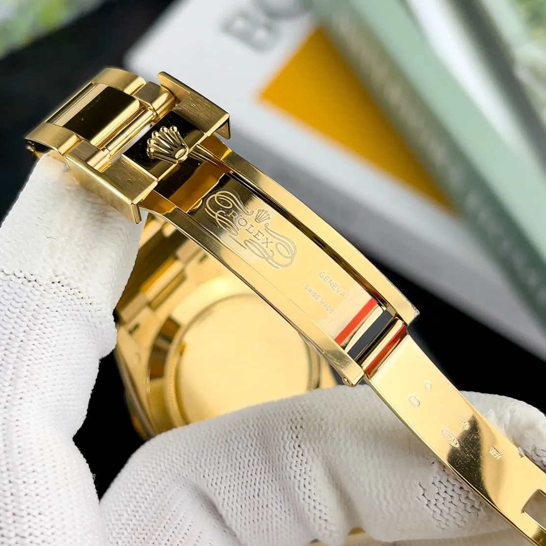 Daytona John Mayer grünes Zifferblatt Gold Lünette Oyster Armband