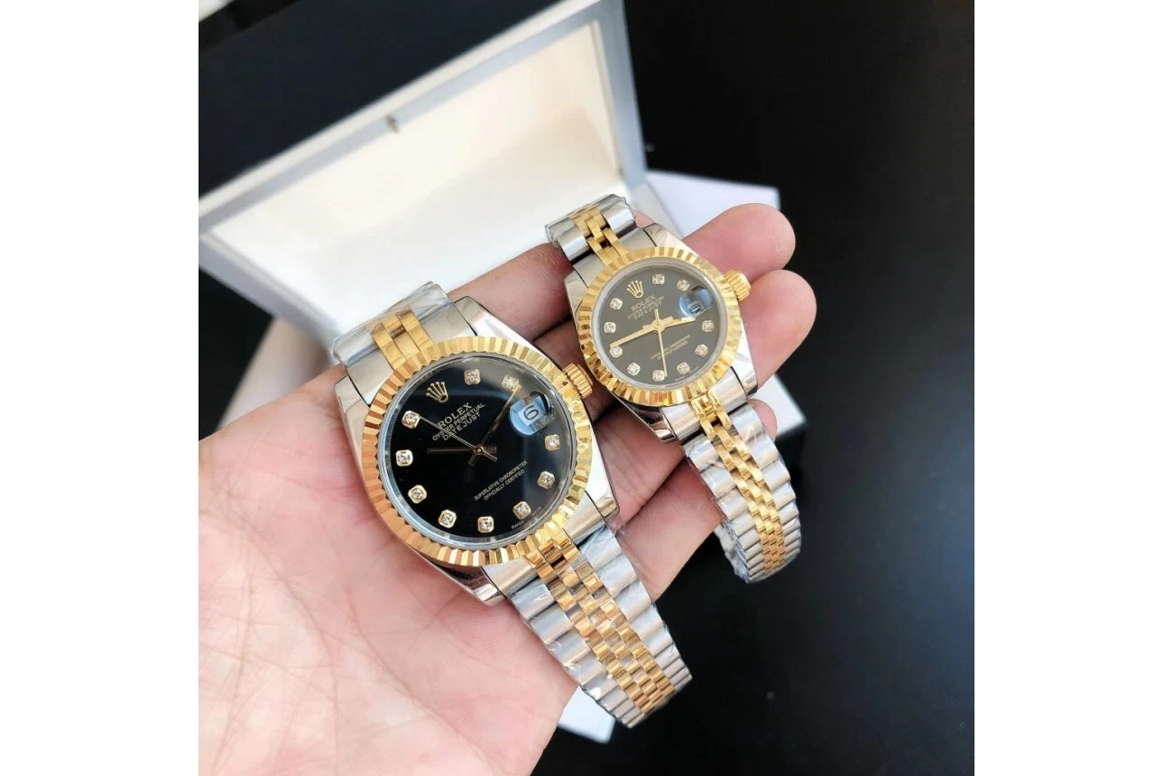 Datejust Roségold/Edelstahl Jubilee Schwarz/Diamantindizes