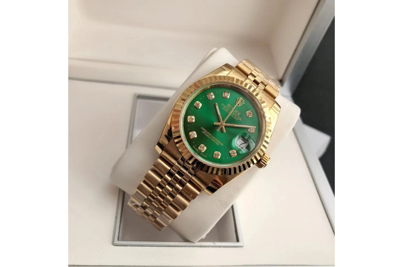 Datejust Roségold/Roségold Jubilee Grün/Zifferblatt Nahaufnahme