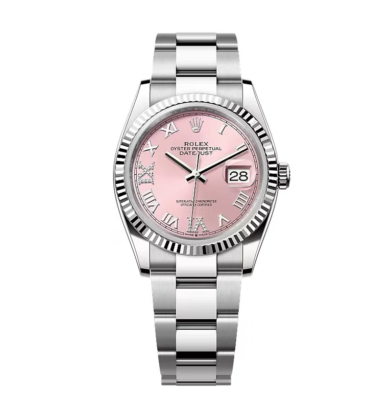 Rolex Datejust rosafarbenes Zifferblatt mit römischen Indizes 126234-0032 36 mm
