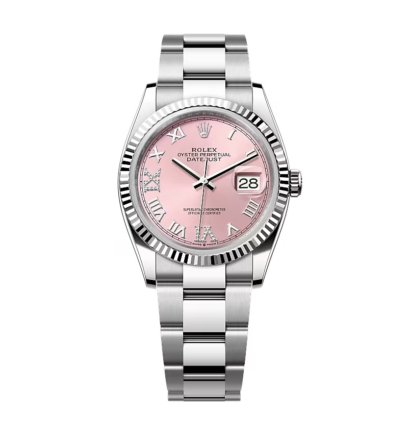 Rolex Datejust rosafarbenes Zifferblatt mit römischen Indizes 126234-0032 36 mm