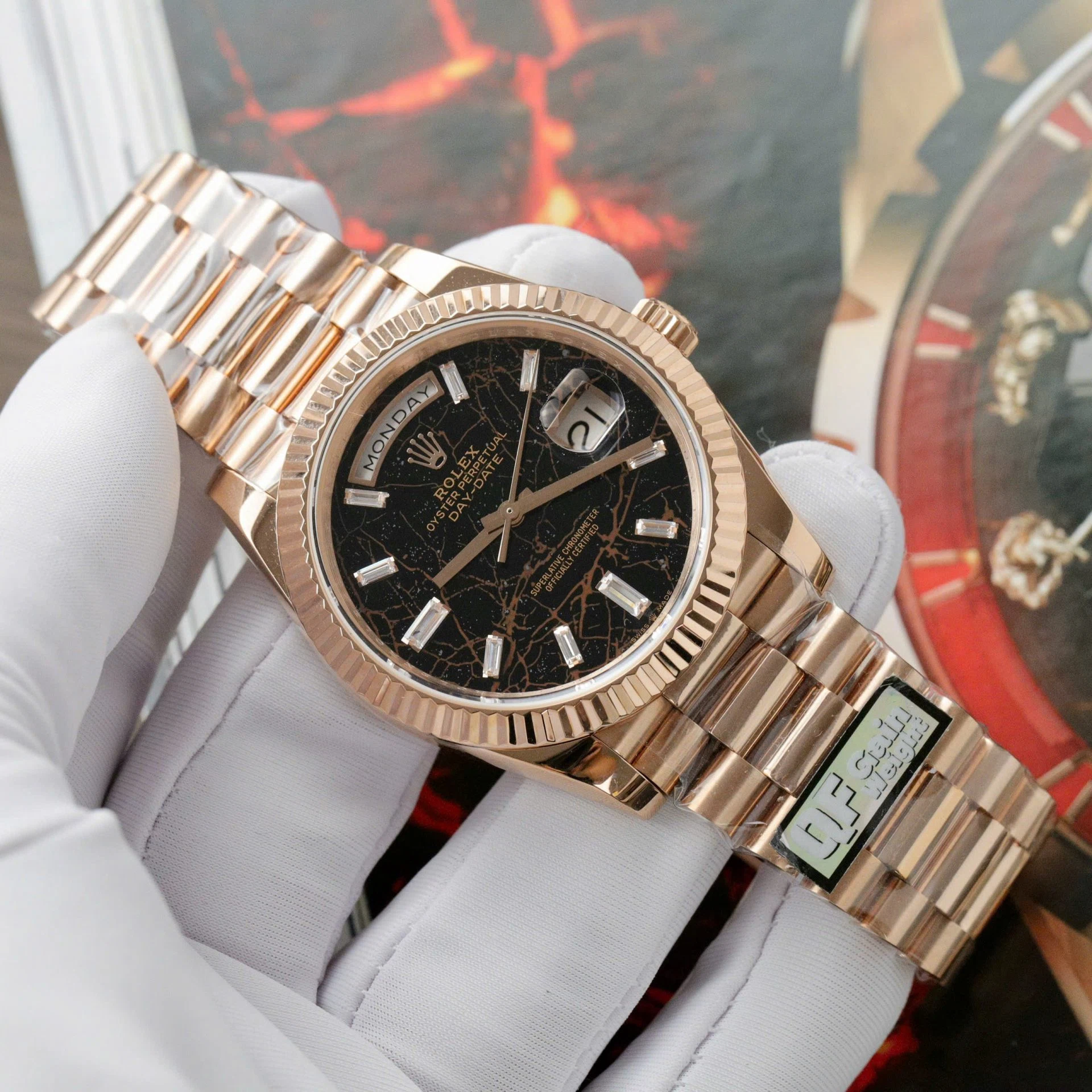 Rolex Day-Date Eisenkiesel Zifferblatt mit Diamantbesatz 228235-0045 40 mm – Superclone – Bild 2