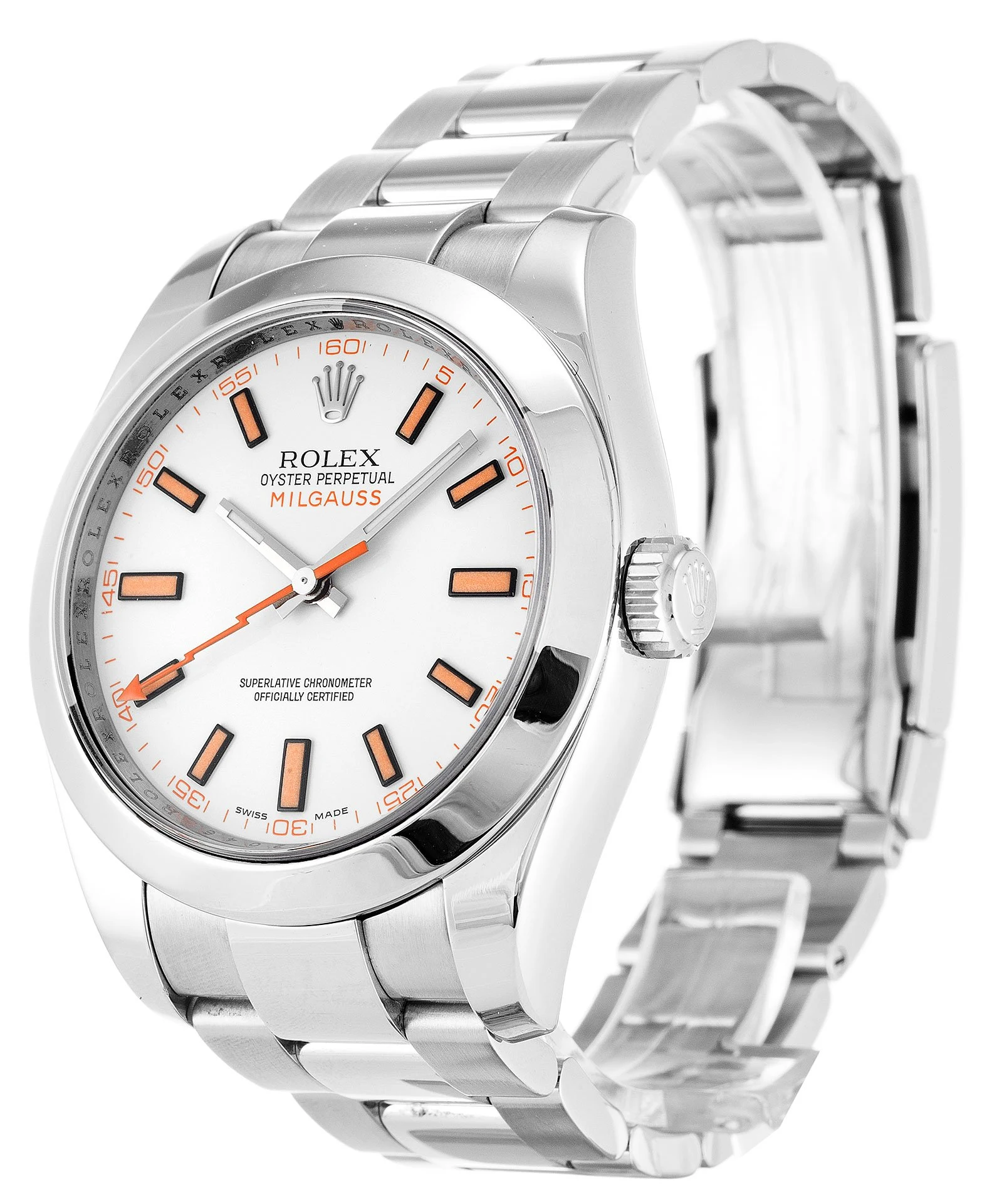 Milgauss weißes Zifferblatt 116400 Perspektivansicht