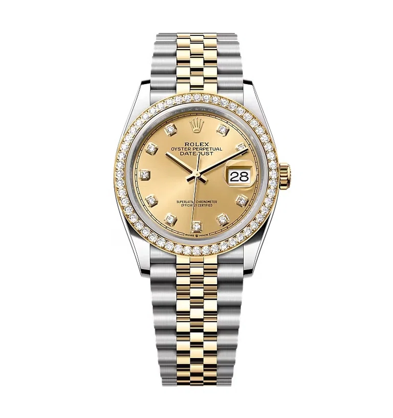 Rolex Datejust champagnerfarbenes Zifferblatt mit Diamantbesatz 126283RBR-0003 36 mm