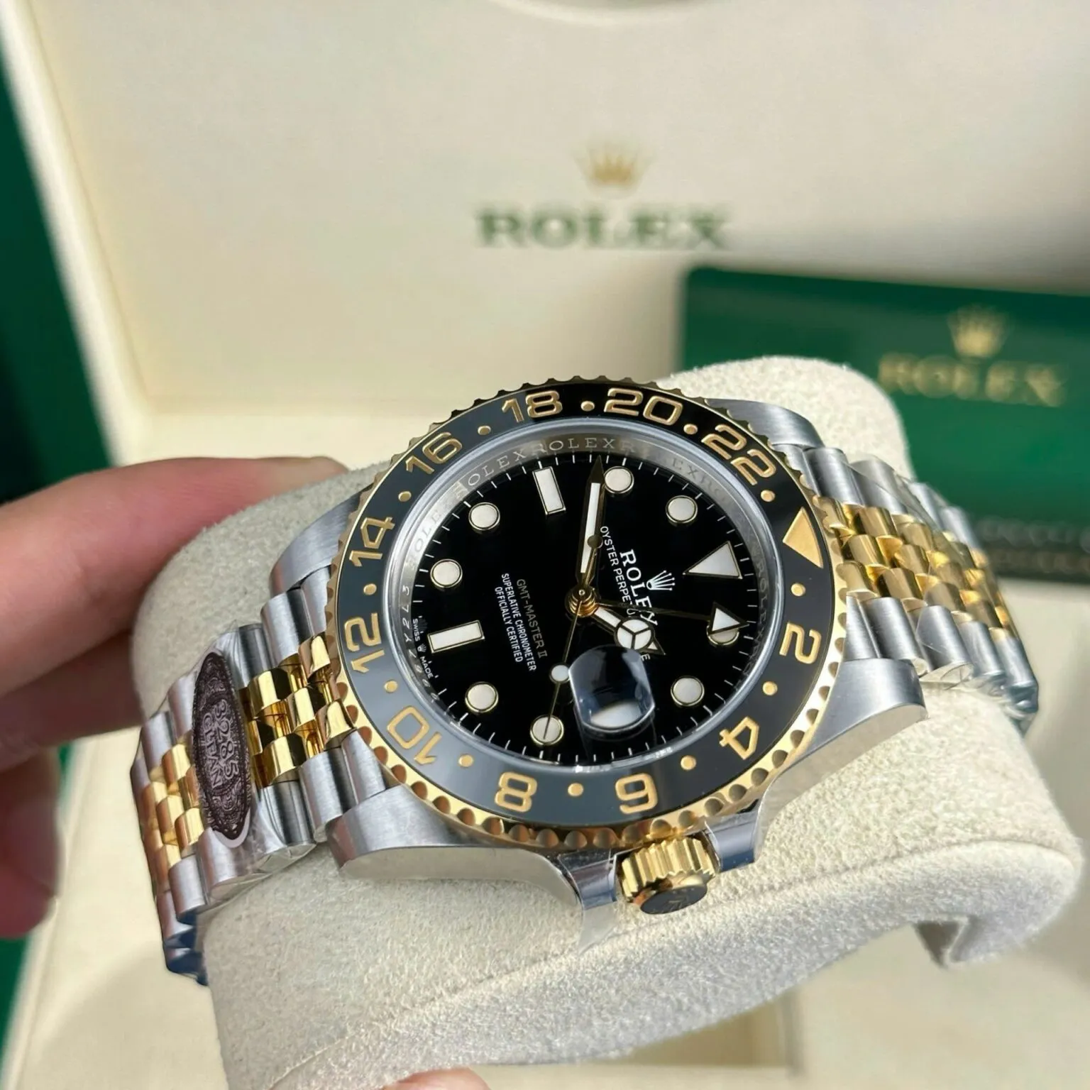GMT Master II Zombie schwarzes Zifferblatt Schwarz und Gray Lünette Two Toned Jubilee Armband