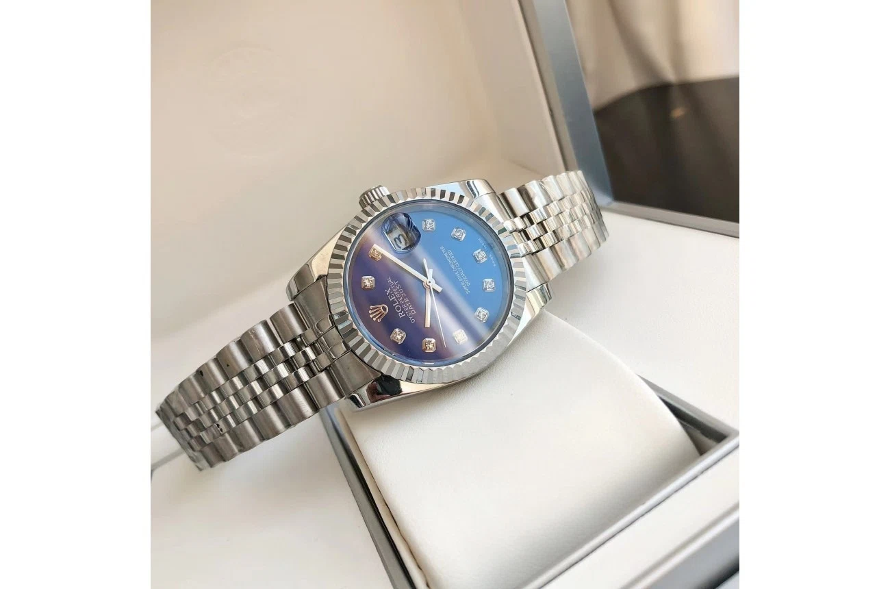 Datejust Edelstahl/Edelstahl Jubilee Blau/Zifferblatt Alternate Angle