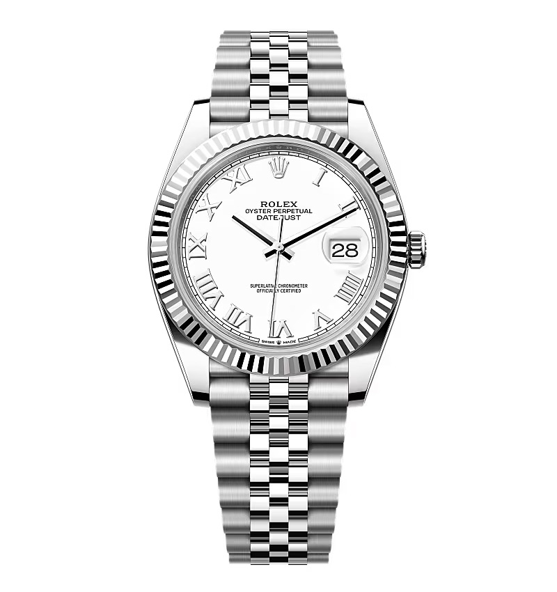 Rolex Datejust weißes Zifferblatt mit römischen Indizes 126334-0024 41 mm